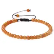 Men's 4mm Orange Huang Dongling Jade Natural Healing Stone Beaded Bracelet NEW