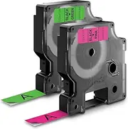 DYMO Standard D1 Labeling Tape for LabelManager Label Makers, Black print on Neon tape, 1/2'' W x 10' L, 1 cartridge (1933238)
