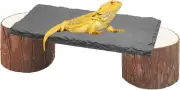Bearded Dragon Basking Platform with Wooden Pile,Reptiles Hideout Cave,Turtle Ba