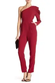 NEW BCBGMAXAZRIA CRANBERRY BENJAMIN ONE SHOULDER JUMPSUIT LMQ9E053/L562A SIZE 6