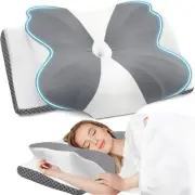 CloudBliss Cervical Memory Foam Pillow for Neck and Shoulder, Queen, Grey