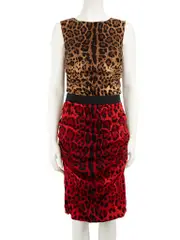 Two Tone Leopard Sleeveless Dress