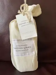 Set / 2 Restoration Hardware Stonewashed Cotton Linen Standard Pillowcases Ivory