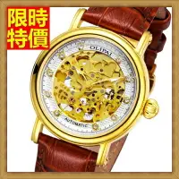 在飛比找樂天市場購物網優惠-機械錶手錶-陀飛輪自動真皮時尚鏤空商務男士腕錶2色66ab2