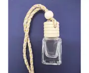 Empty car diffuser Bottle Perfume Ornament Hanging Gadget Air Freshener Wood Cap-8ml Square bottle-1 bottle