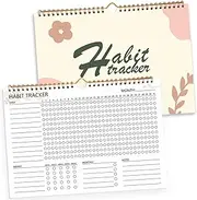Habit Tracker Calendar - 12 Months Undated Daily Goal and Habit Tracker, Habits Tracker Journal Planner with Spiral Binding, Great Productivity Tool and Workout Calendar, 11.7"x8.5"