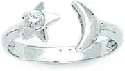 [JewelryWeb] 14ct White Gold CZ Cubic Zirconia Simulated Diamond Top Adjustable Celestial Moon and Star Body Jewelry toe ring