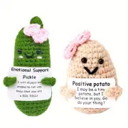 2PCS Mini Funny Positive Potato Toy Gift Creative Handmade Knitted Crochet Soft