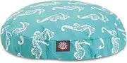 Teal Sea Horse Small Round Indoor Outdoor Pet Dog Bed with Removable Washable Cover by Majestic Pet Products