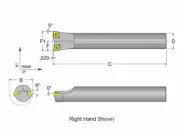 Dorian 57700, S08K-DCLC-2 Dbl Insert Boring Bar Mini RH Style L, Neg 5-Deg fo...