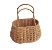 Wicker Picnic Basket With Handles Desk Decoration Storage Basket