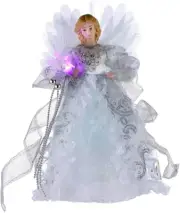 Kurt Adler CUL Fiber Optic LED Angel Christmas Treetop Figurine, 12-Inch, White
