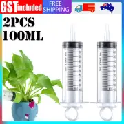 2PCS 100ml Reusable Plastic Syringe Big Large Hydroponics Nutrient Measuring AUS