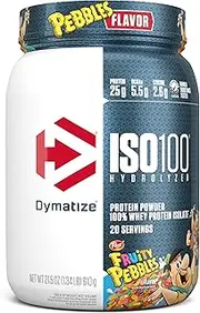 [Dymatize] Iso-100 Hydrolyzed Whey Protein Isolate 20 Serves Fruity Pebbles 640 gram
