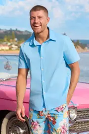 Cupshe Men's Blue Button Up Shirt - Blue,S
