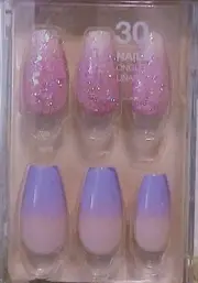 Dashing Diva 30 Long Coffin Tip Magic Press-on-nails- Lilac Ice Shimmer