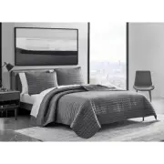 VERA WANG Quilts Polyester Fill Soft Cotton Solid Charcoal King Gray 3-Piece