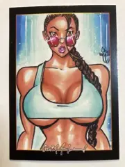LARA CROFT TOMB RAIDER Sketch Card Print Signed by Chris McJunkin NEW HOT SEXY!