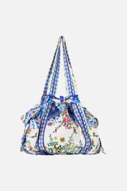 DRAWSTRING BOW BEACH BAG TILES DARLS