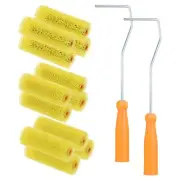 1 Set Textured Paint Roller Covers 4 Inch Sponge Paint Roller Cover with Frame