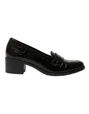 [Easy Steps] Napoli Heeled Shoes in Black Patent Croc Leather