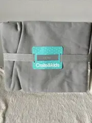 Crate & Barrel Kids Gray Cotton Linen Crib Skirt Nursery NWT Classic