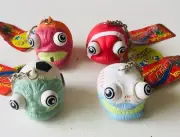 4 Keychains Eye-Popping Monster Balls-Squeeze Ball Stress Relief Toy /Halloween