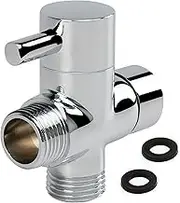 1/2 Brass T-Valve Adapter Attachment for Toilet Bidet Sprayer with Shut Off Valve, 3-Way Connector, Chrome Finish, 2 Rubber Mat, T Adapter for Hand Held Bidet Attachment for Toilet
