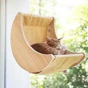 HAPYKITYS Window Cat Beds for Indoor Cats Perches Moon Shelves Mounted with Strong Suction Cups Cat Window Seat for Sleep and Watch Birds