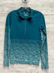 Womens Xersion Top XS Seamless Long Sleeve Teal Quick Dri 1/4 Zip