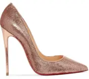 New Christian Louboutin SO KATE 120 NUDE Sequined Pumps Heel ROSE GOLD Shoes 36