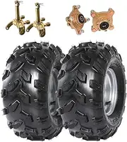 2pcs 18x9.5-8 18x9.50-8 Wheels Tires with Rims 4 Bolt Pattern + Front Steering Spindles Knuckles Wheel Hubs for ATV Quad Go Kart Buggy Golf Cart 4 Wheelers Lawn Mower Turf Tires