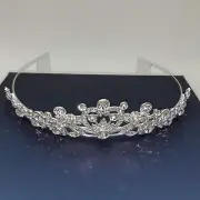Austrian Crystal Lotus Flower Tiara Silvertone (Bride, Prom,Tea Party, Princess)