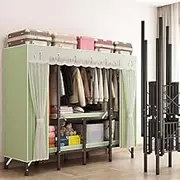 Portable Wardrobe Rack,Canvas Wardrobe for Bedroom Portable Multifunctional Fabric Wardrobe Carries Hanging Rail and Side Pockets Great Temporary Wardrobe for Bedroom,04,170 * 50 * 172 cm