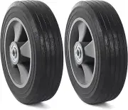 (2-Pack) 8" X 2" Flat Free Solid Rubber Tire and Wheel, 3/4" & 5/8" & 1/2" Axles