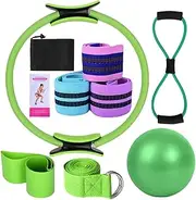 Krmoau Pilates Kit, Home Pilates Kit, Pilates Ring Kit, Yoga Bands, Home Equipment, Stretch Belt, Multifunctional Training Accessories for Adults Women