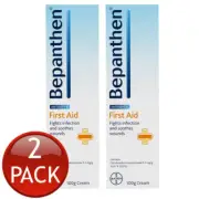 2 x Bepanthen First Aid Cream Soothing Antiseptics Ointment Wound Care Tube 100G