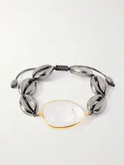 [TOHUM] TOHUM - Concha Gold-plated, Crystal And Shell Bracelet - Gray - One size One size Gray
