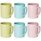 6 Pack Unbreakable Wheat Straw Cups for Coffee, Tea, Milk, Juice, 3 Colors, L...