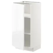 METOD base cabinet with shelves, white/Voxtorp high-gloss/white, 40x37x80 cm