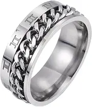 [DEARMAMY] Roman Numeral Ring Men Rings Ring for Men Rings for Men Key Rings Couple Rings Band Titanium Spork D Ring Carabiner Chain Titanium Ring Silver Unique Mens Ring Titanium Steel