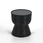 JUBILEE RATTAN SIDE TABLE LAMP TABLE ACCENT TABLE GLASS TOP DISTRESSED BLACK