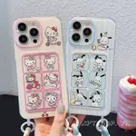 POCHACCO KITTY PALACE GRID 卡包掛繩手機殼適用於 IPHONE 15PROMAX 15PRO