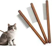 3 Pack Pet Hair Grooming Comb, Stainless Steel Pet Grooming Comb - Rounded Teeth, Static-free, Corrosion Resistant, Dematting and Flea Removal for Dogs and Cats