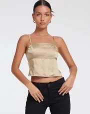 MOTEL ROCKS Nandina Top in Satin Olive Gold (MR20.2)