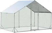 Swanlake Large Chicken Coop, Spire-Shaped Galvanized Metal Hen House with Waterproof & Sun-protective Cover, Walk-in Pen Run for Chicken, Rabbit, Duck, Poultry, Rabbit Hutch Ferret Cage(200x300x195cm)