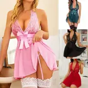 Sexy Lace Dress Thong Sleepwear for Women Black/Pink/Claret/Dark Green