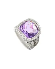 Scott Kay Silver 0.44 ct. tw. Diamond & Amethyst Ring