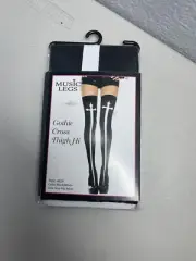 Brand New Gothic Cross Print Stockings Music Legs 4629