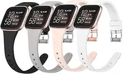 [Tobfit] Slim Sport Bands Compatible with Fitbit Versa 2 Watch Bands Women Men, Soft Waterproof Liquid Silicone Replacement Sport Wristbands Straps for Fitbit Versa 2 / Fitbit Versa / Versa Lite / Versa SE Smart Watch, 3 Pack